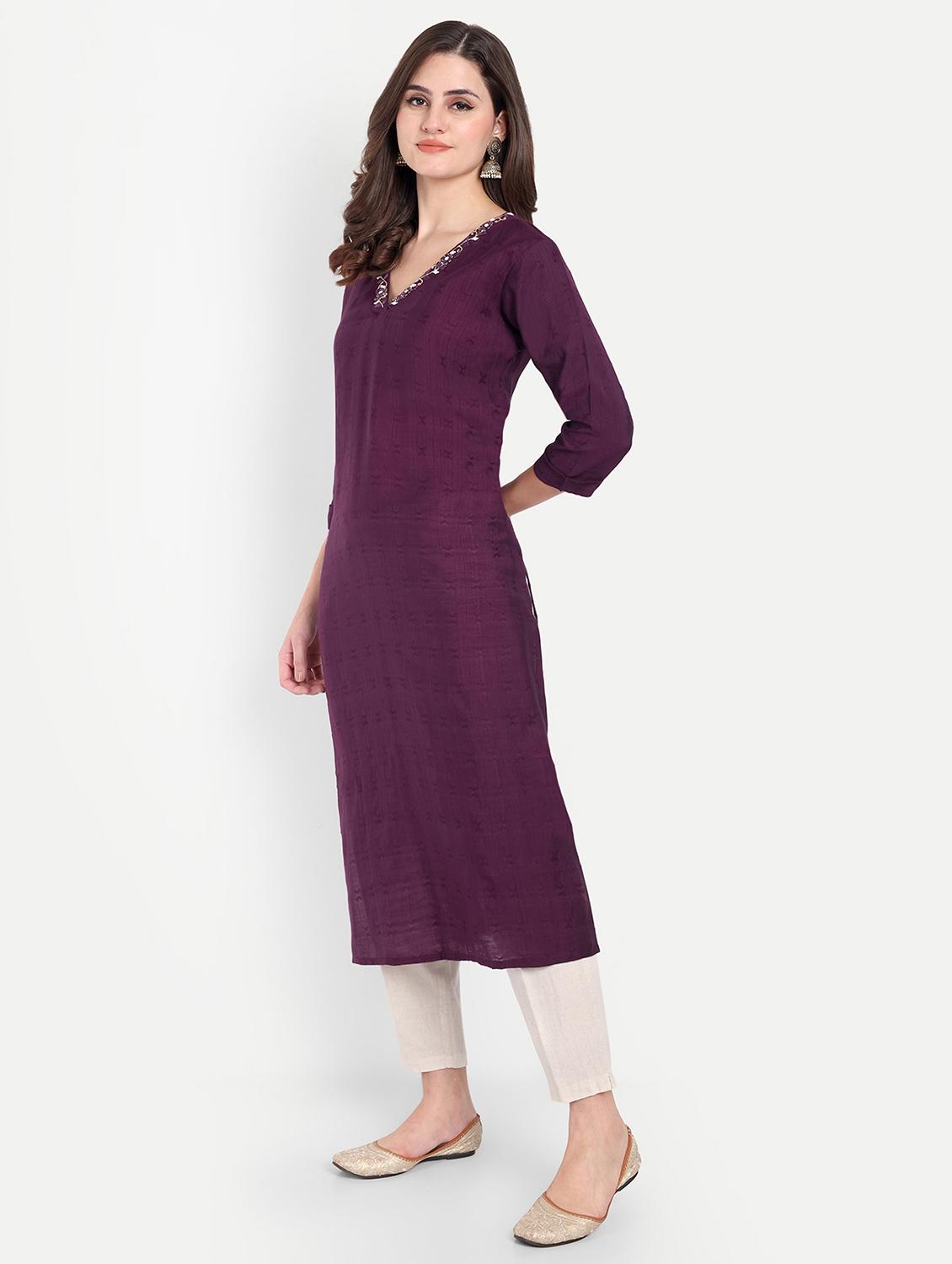 women self designed three quarter sleeve kurta - 21981049 - Standard Image - 2