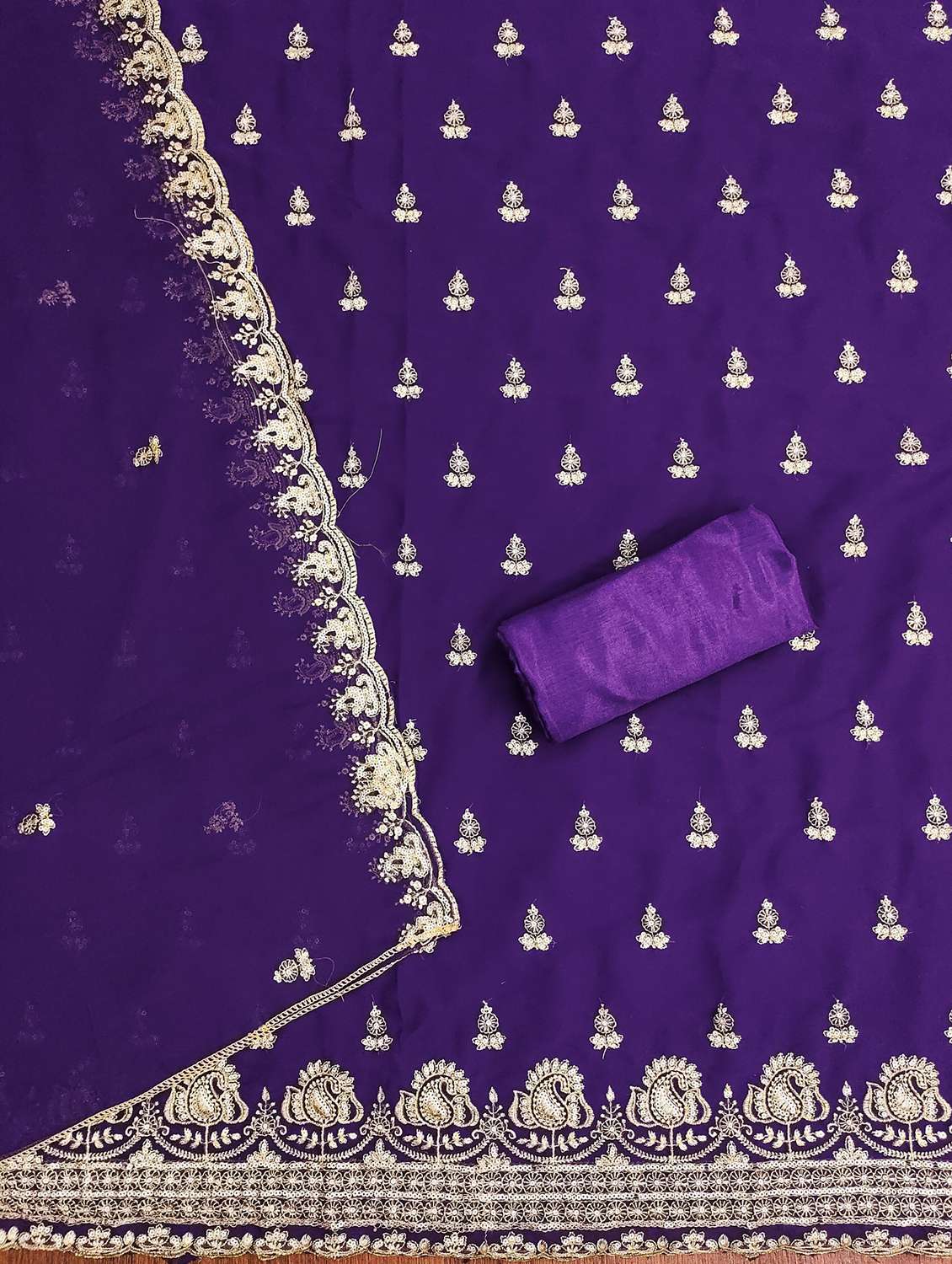 women solid with work embroidered unstitched suit set - 21981137 -  Standard Image - 2