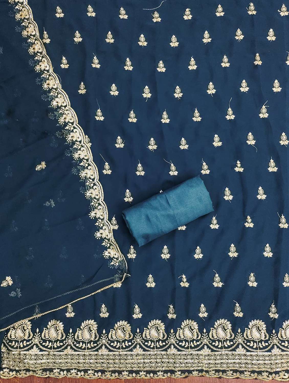 women solid with work embroidered unstitched suit set - 21981140 -  Standard Image - 2