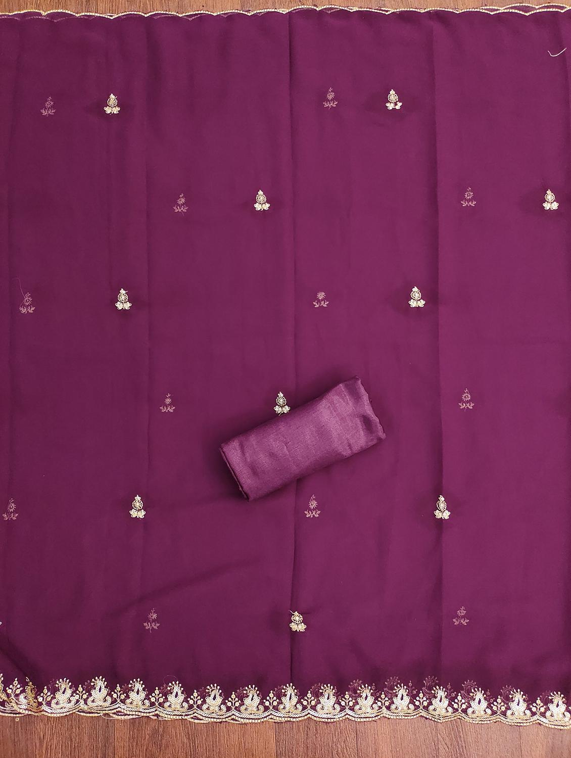 women solid with work embroidered unstitched suit set - 21981142 - Standard Image - 2