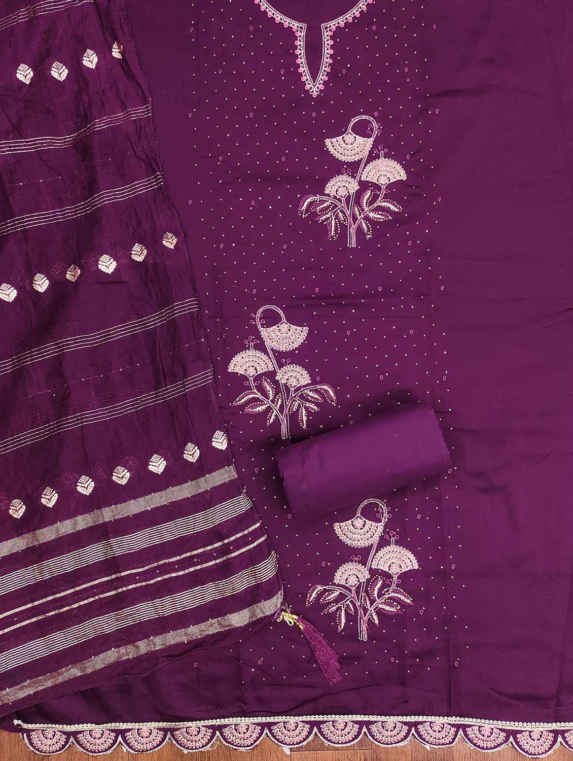 women solid with work embroidered unstitched suit set - 21981145 -  Standard Image - 2