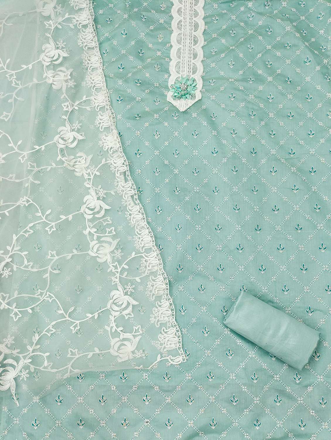 women solid with work embroidered unstitched suit set - 21981153 -  Standard Image - 2