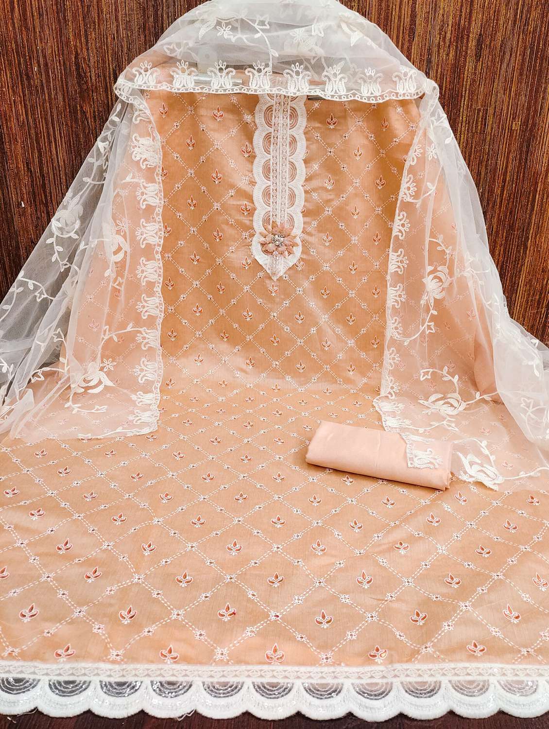 women solid with work embroidered unstitched suit set - 21981155 -  Standard Image - 2