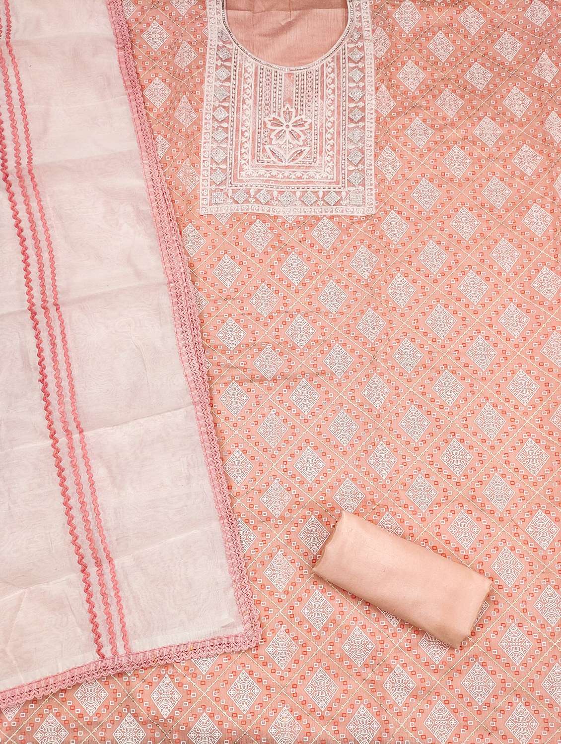 women printed with embroidered work unstitched suit set - 21981163 -  Standard Image - 2