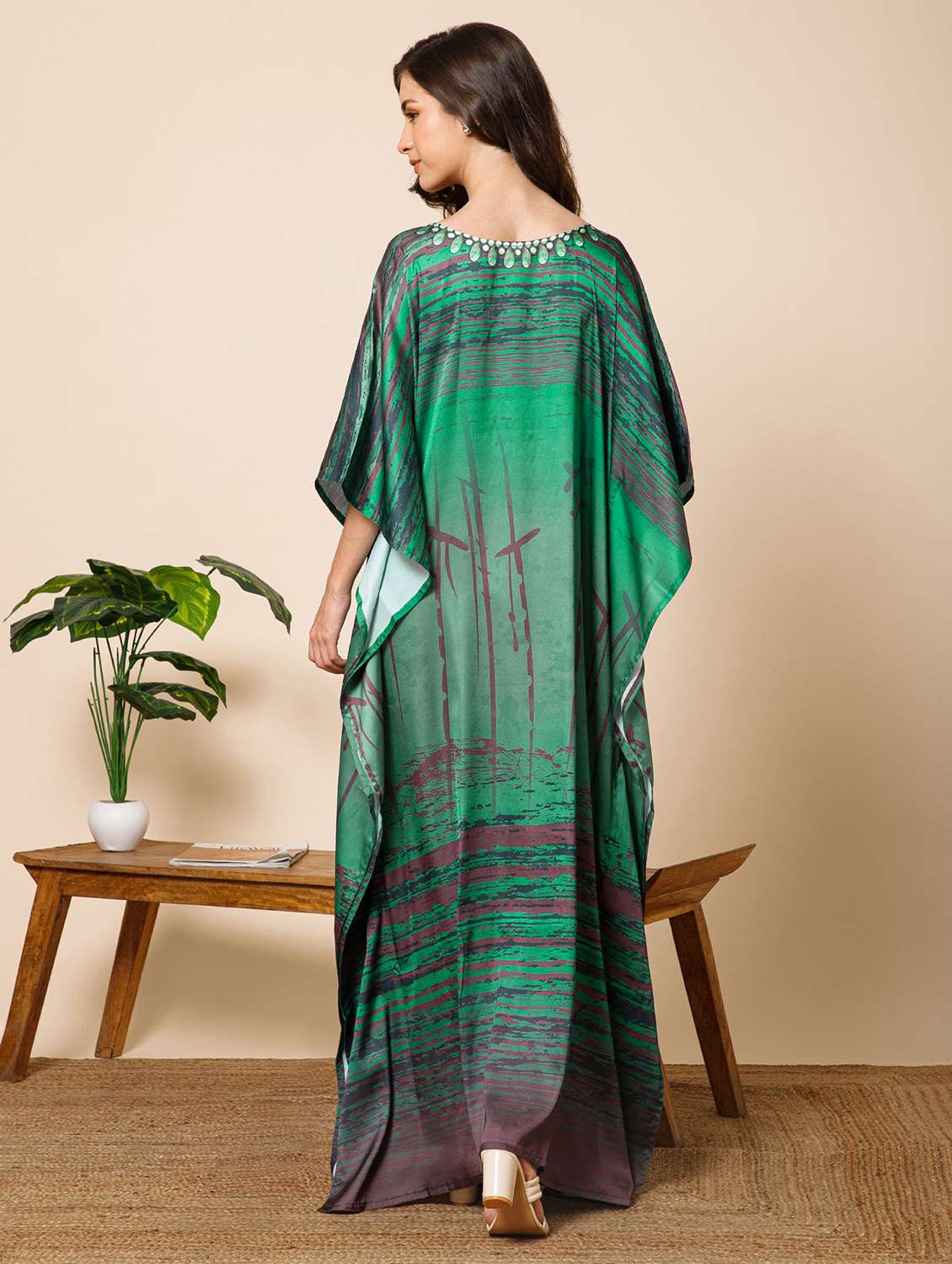 women printed kimono sleeve kaftan maxi dress - 21981168 -  Standard Image - 2