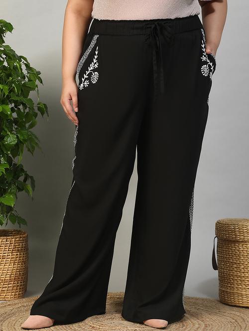 women plus size solid mid rise wide leg trouser - 21981178 - Standard Image - 0