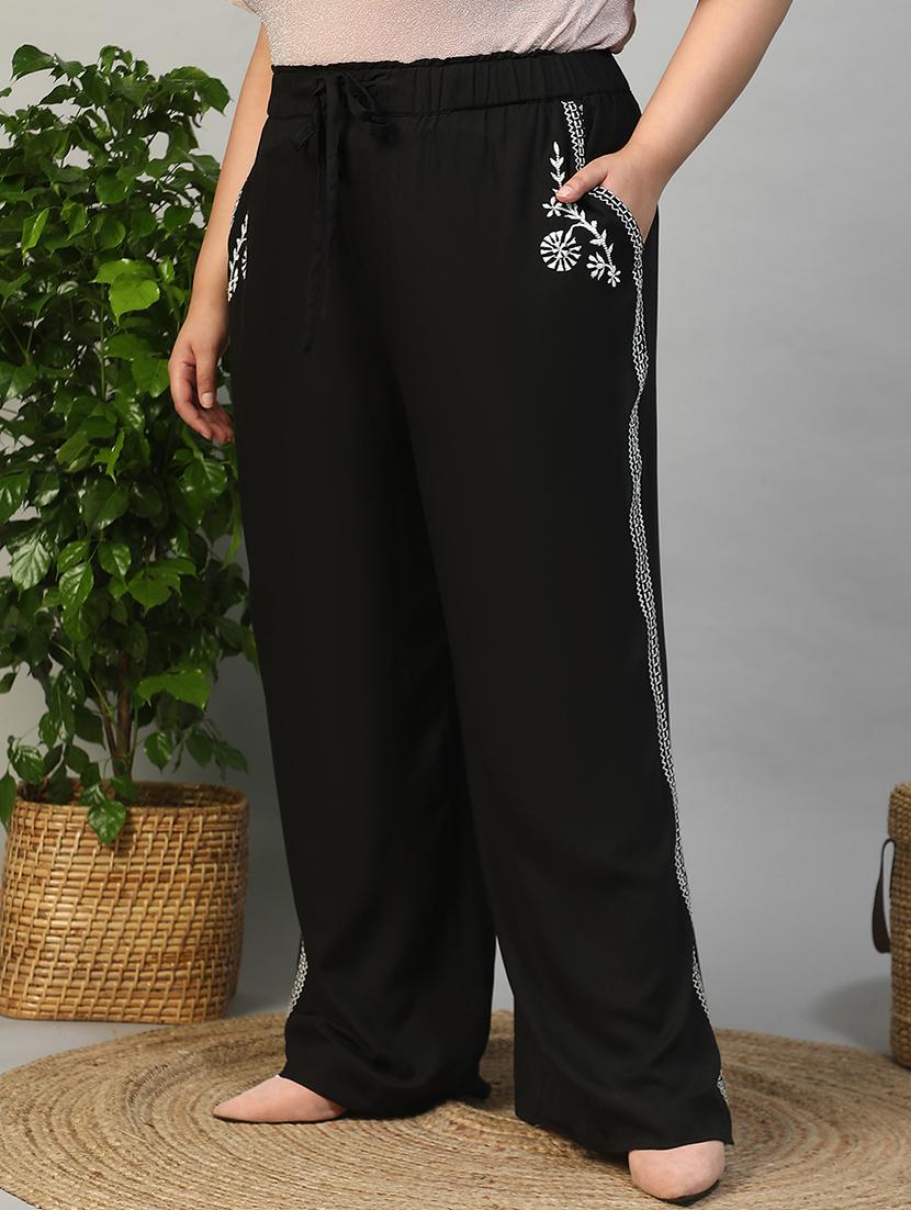women plus size solid mid rise wide leg trouser - 21981178 - Standard Image - 2