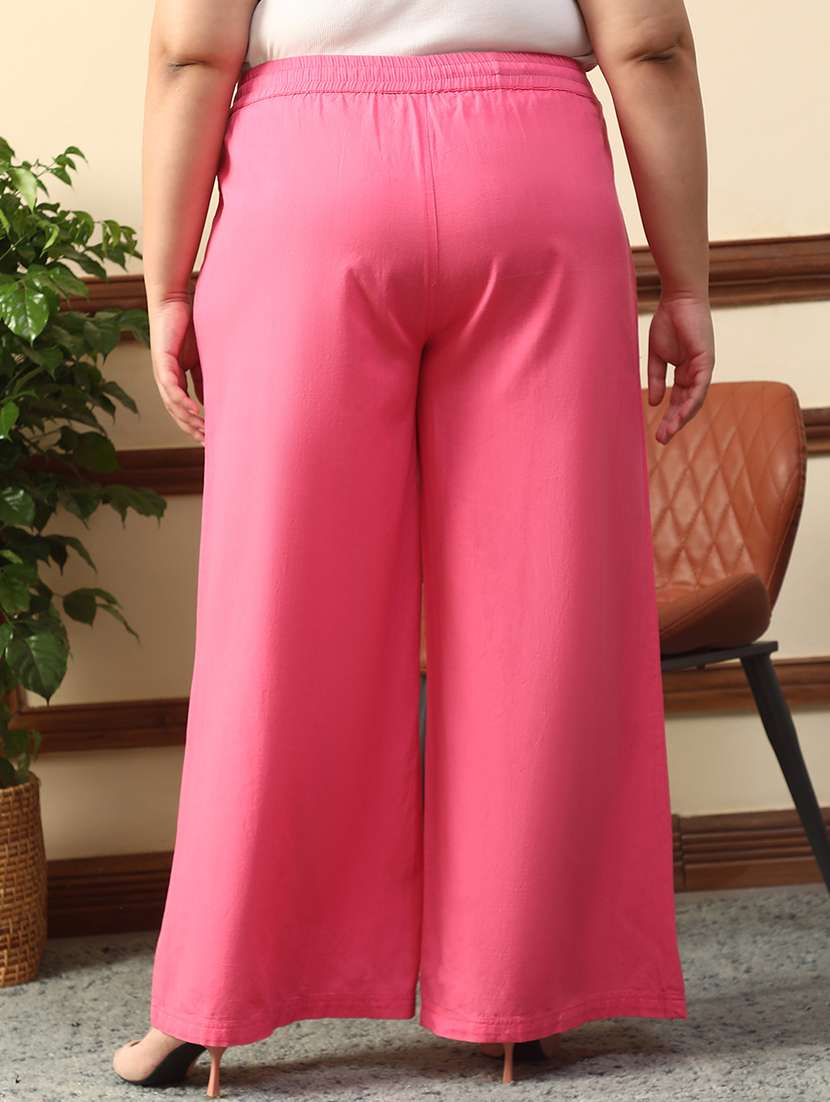 women plus size solid mid rise wide leg trouser - 21981180 - Standard Image - 2