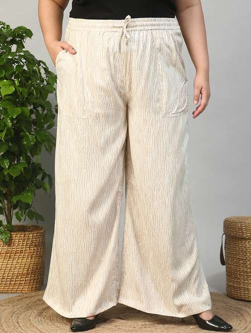 women plus size printed mid rise wide leg trouser - 21981183 - Standard Image - 0