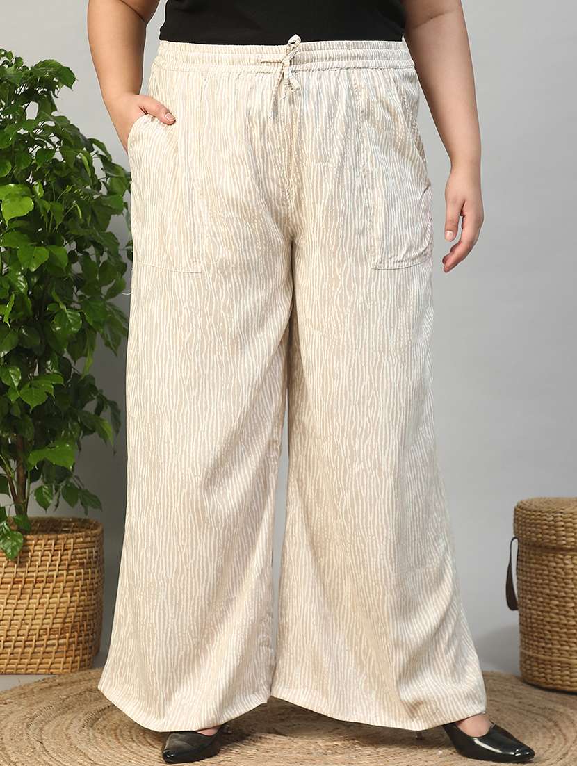 women plus size printed mid rise wide leg trouser - 21981183 - Zoom Image - 0