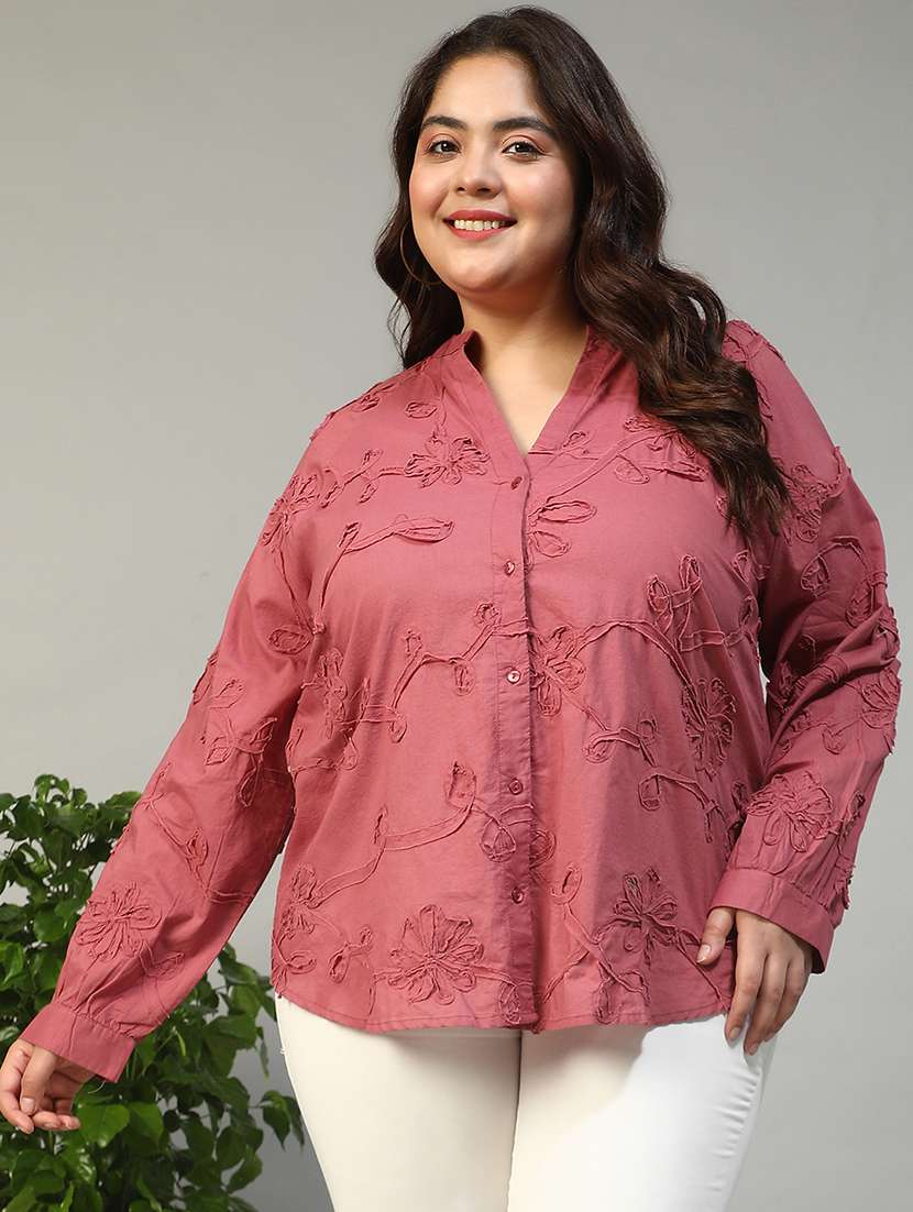 women plus size self designed long sleeve top