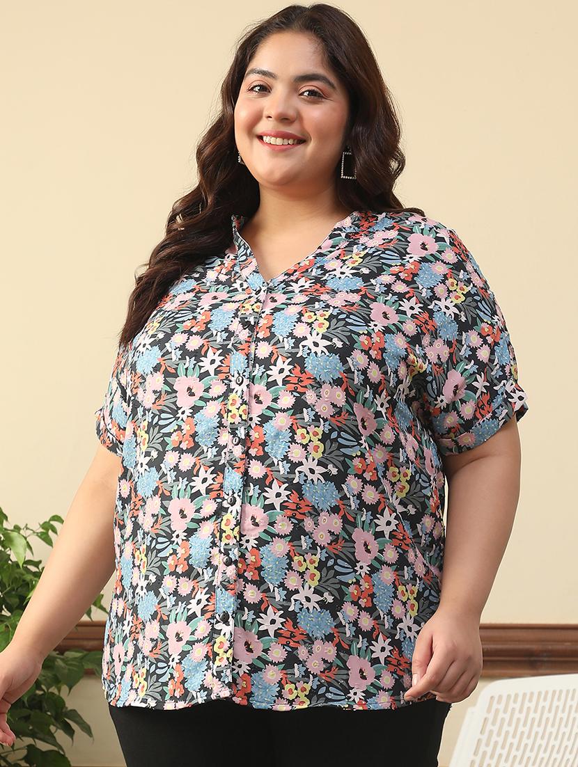 women plus size floral print short sleeve top - 21981192 - Zoom Image - 0
