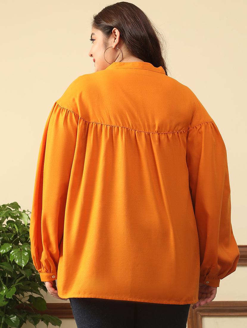 women plus size solid puff sleeve top - 21981197 - Standard Image - 2