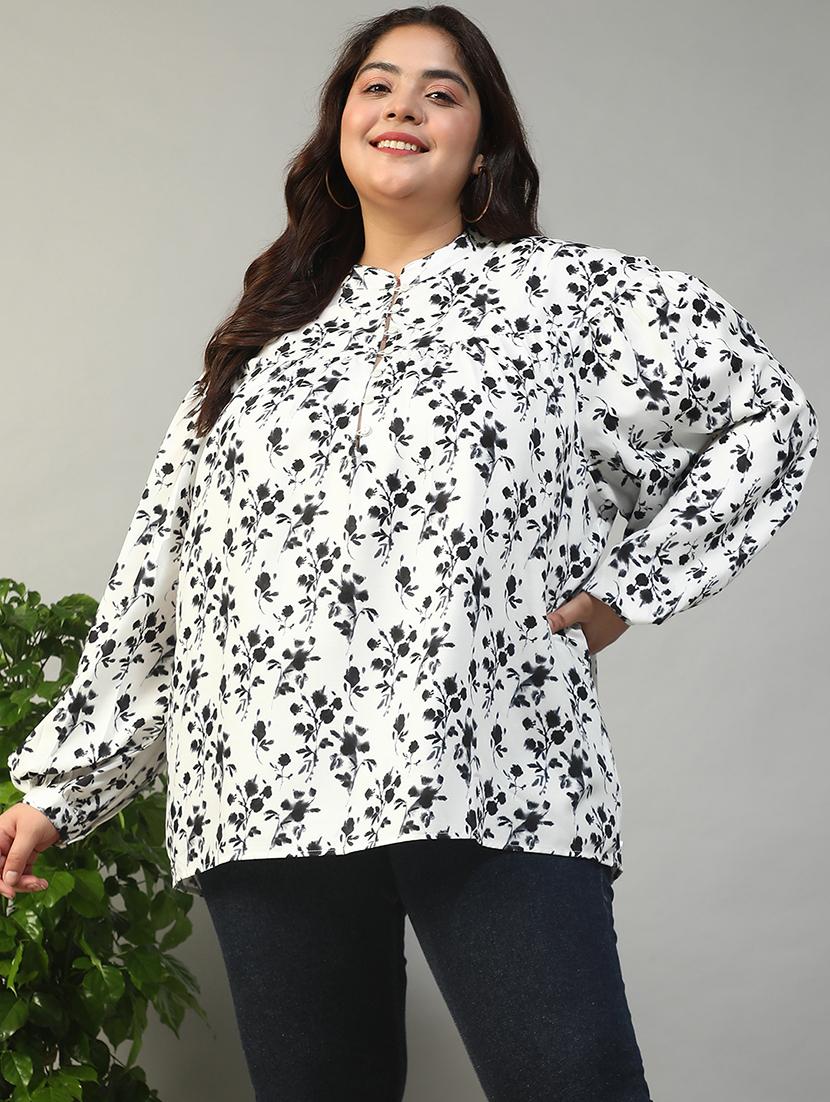 women plus size floral print puff sleeve top - 21981199 - Zoom Image - 0