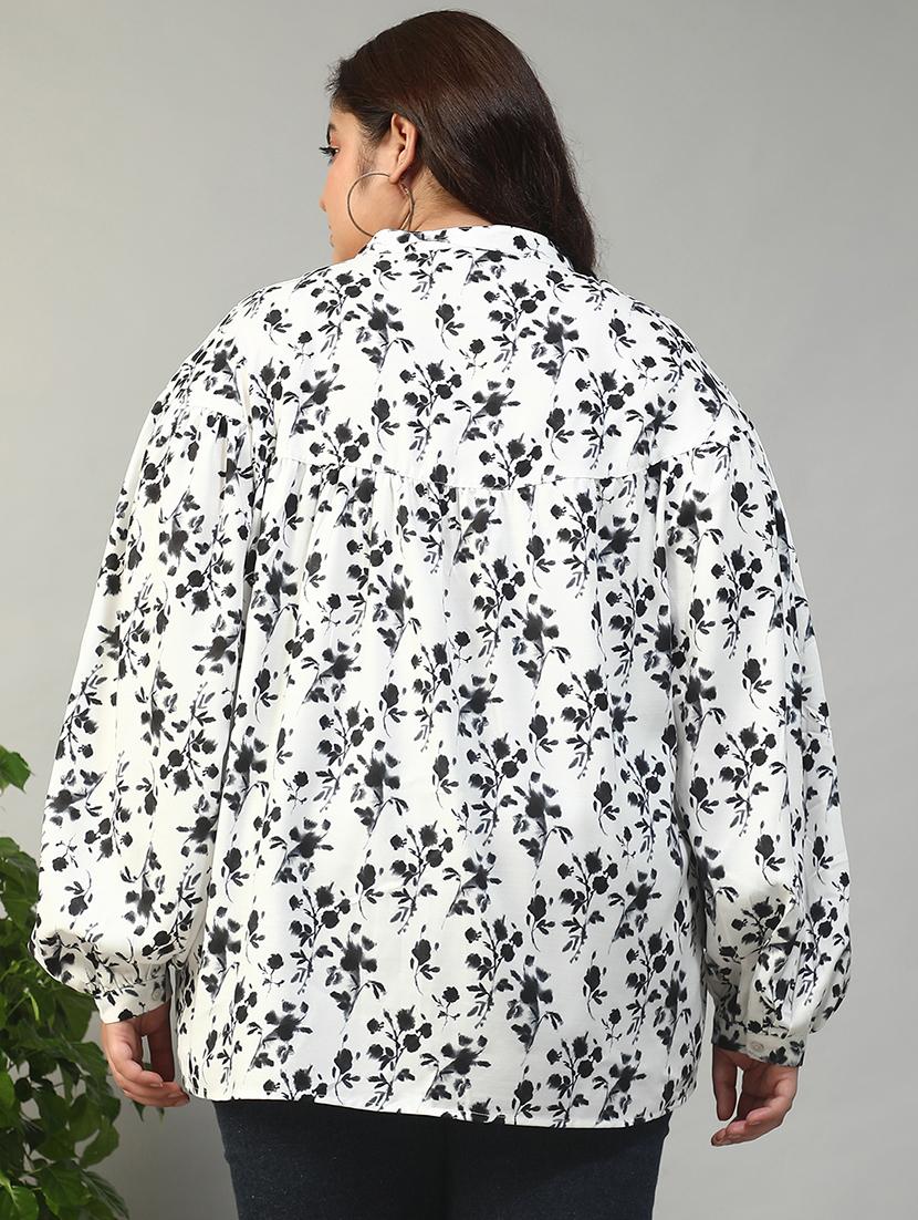 women plus size floral print puff sleeve top - 21981199 - Standard Image - 2