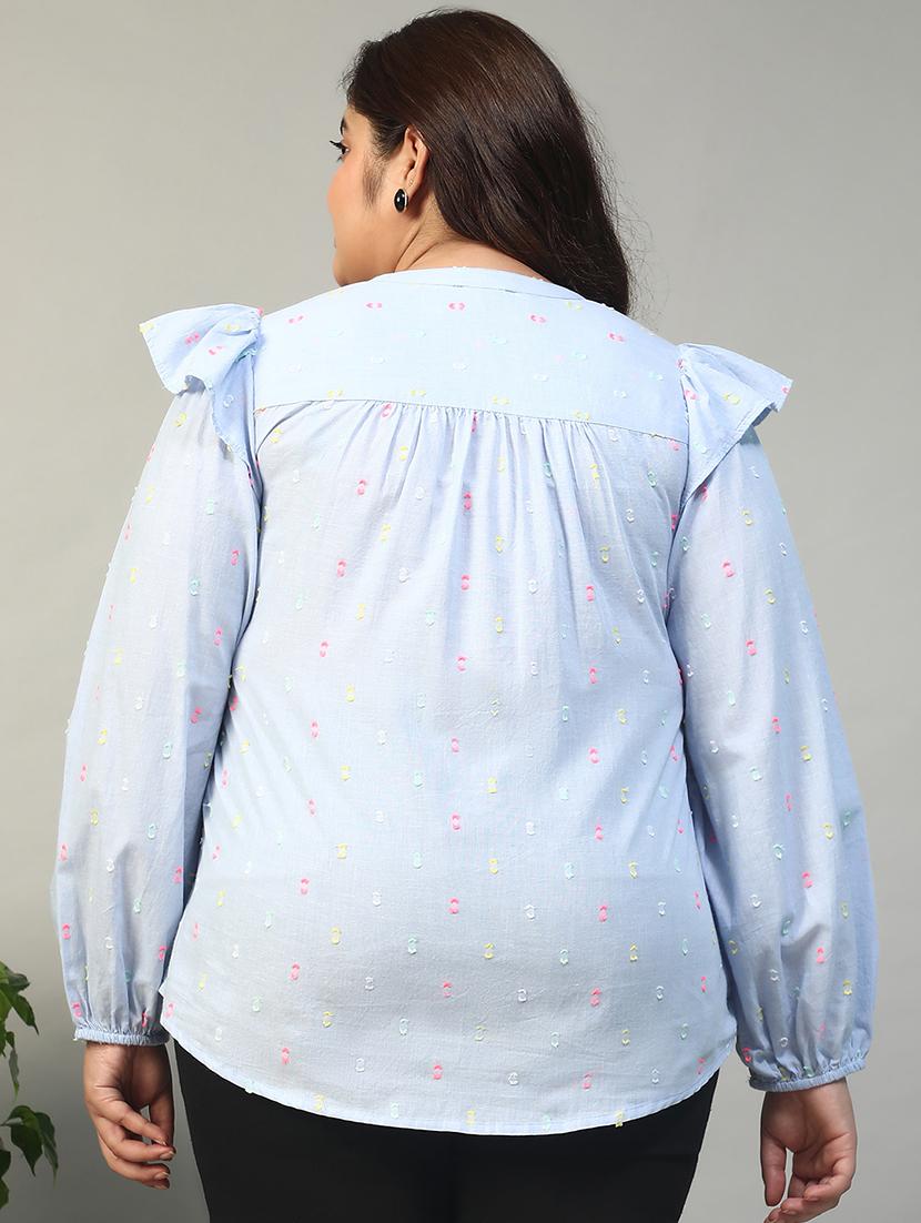 women plus size self designed puff sleeve top - 21981200 - Standard Image - 2