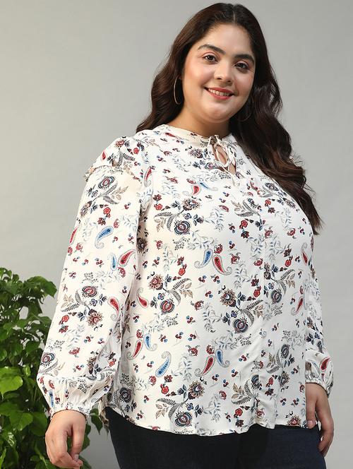 women plus size floral printed puff sleeve top - 21981201 - Standard Image - 0