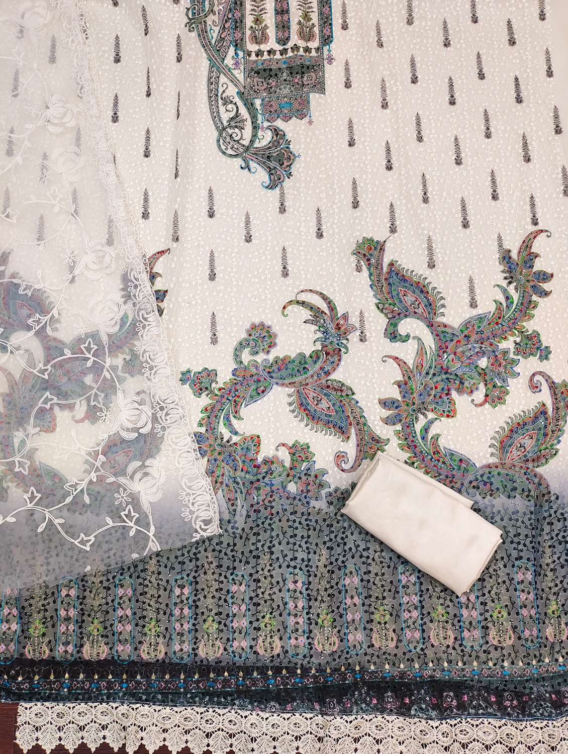 women embroidered unstitched suit set - 21981204 -  Standard Image - 2