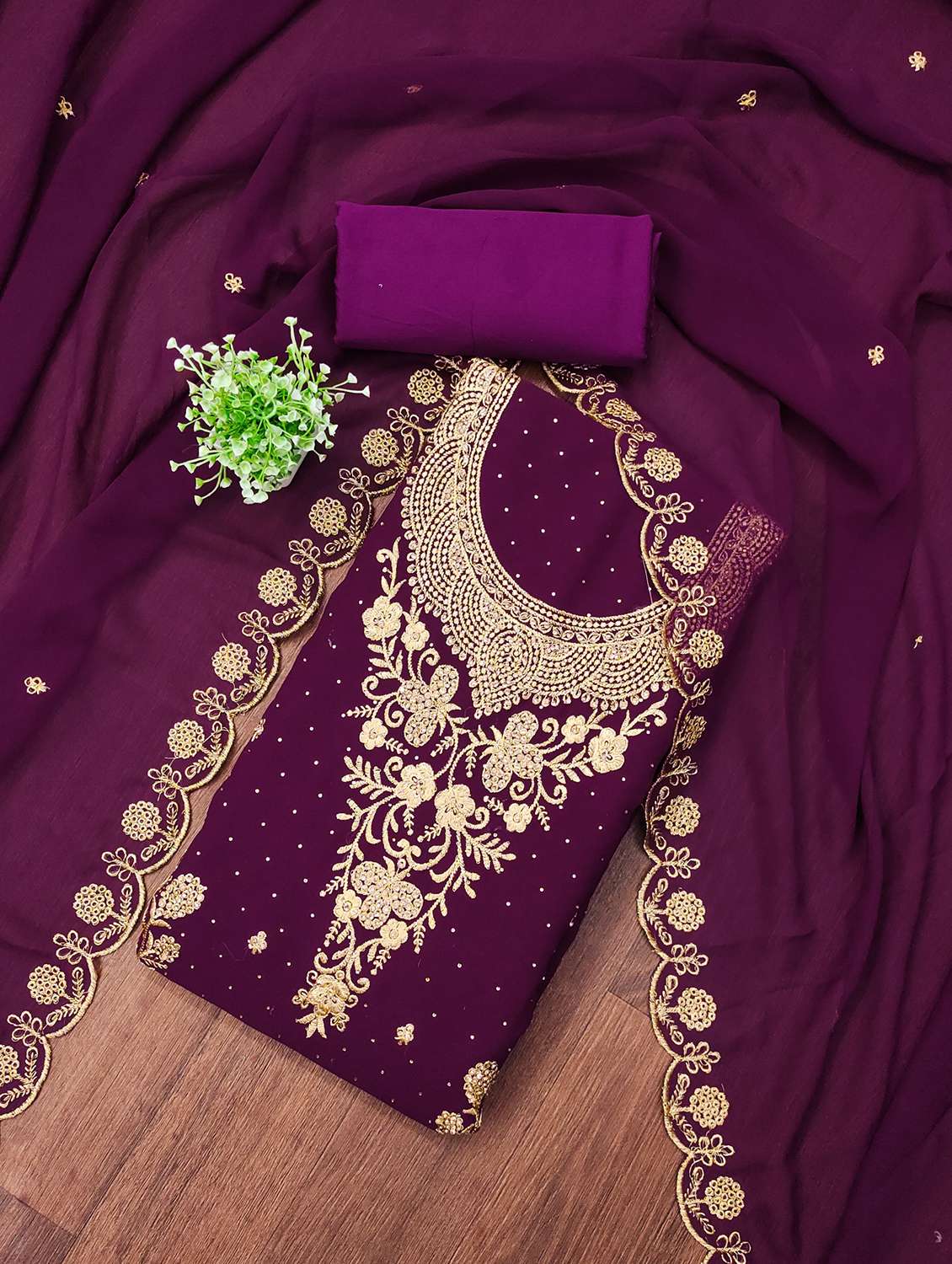 women embroidered unstitched suit set