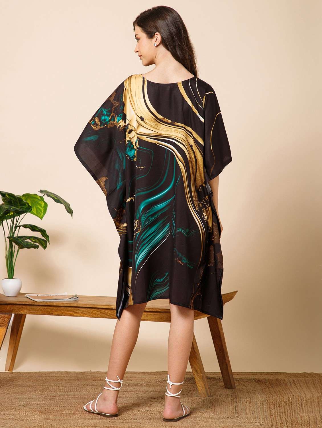 women printed kimono sleeve kaftan dress - 21981243 -  Standard Image - 2