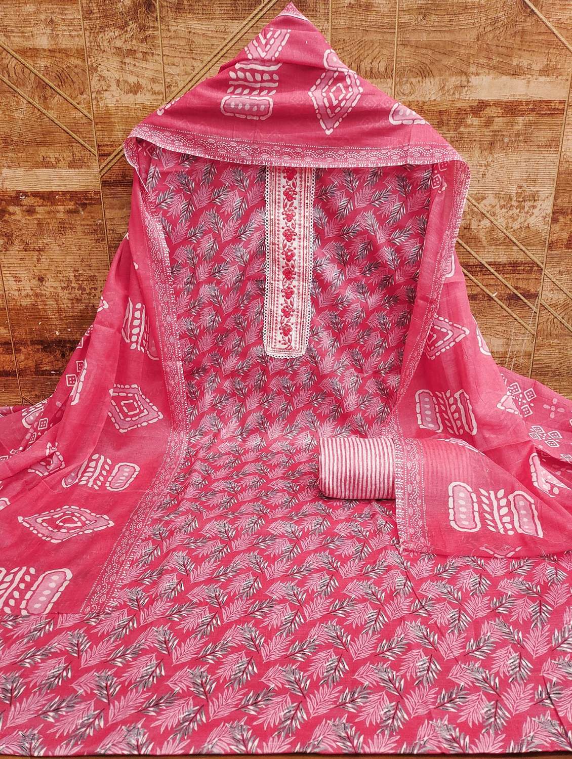 women printed with embroidered work unstitched suit set - 21981260 -  Standard Image - 2