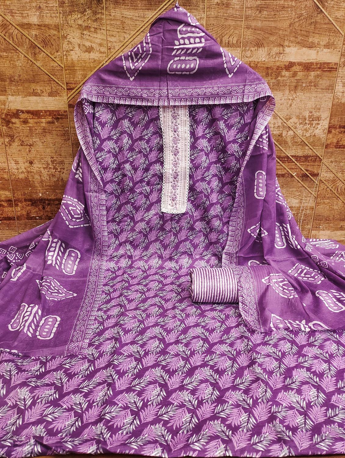 women printed with embroidered work unstitched suit set - 21981262 - Standard Image - 2
