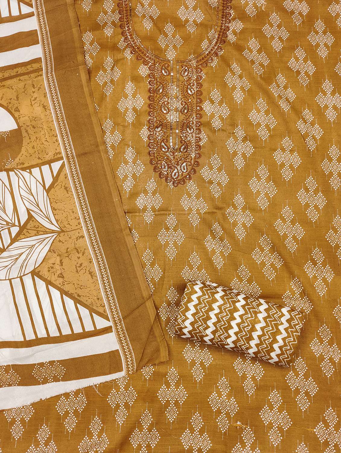 women printed with embroidered work unstitched suit set - 21981263 -  Standard Image - 2