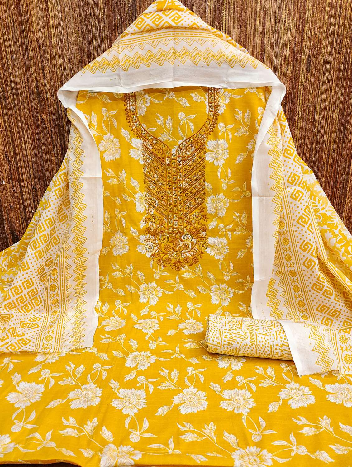 women printed with embroidery work unstitched suit set - 21981267 -  Standard Image - 2