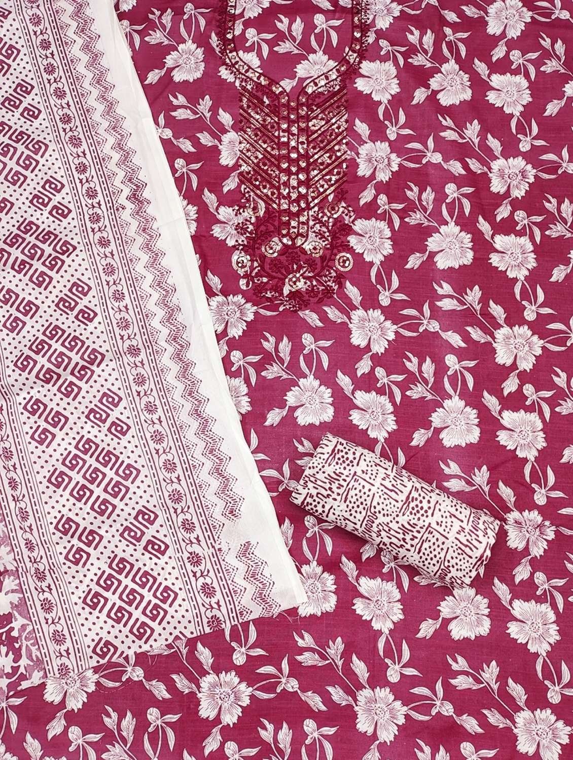 women printed with embroidery work unstitched suit set - 21981268 -  Standard Image - 2