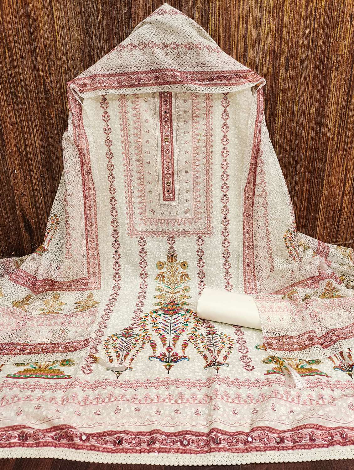 women embroidered unstitched suit set - 21981286 -  Standard Image - 2