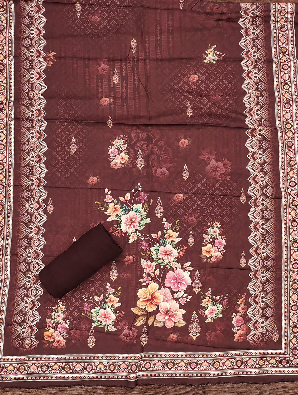 women floral print unstitched suit set - 21981295 - Standard Image - 2