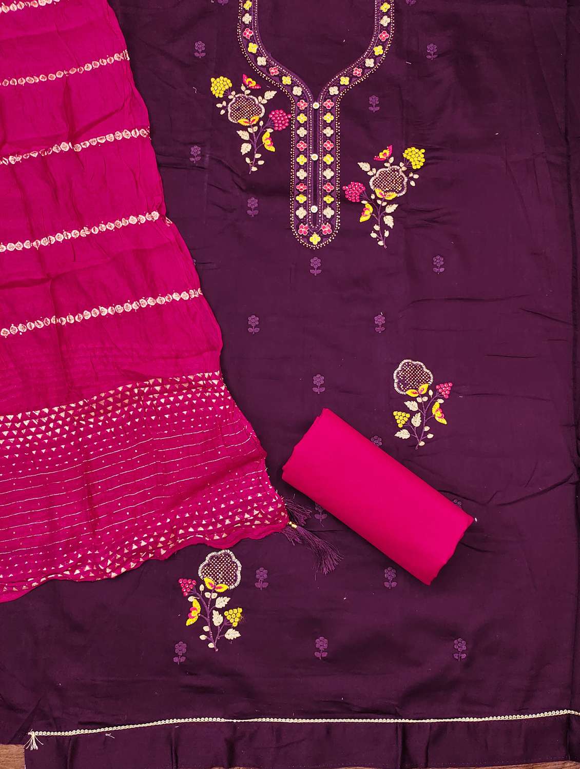 women embroidered unstitched suit set - 21981303 -  Standard Image - 2