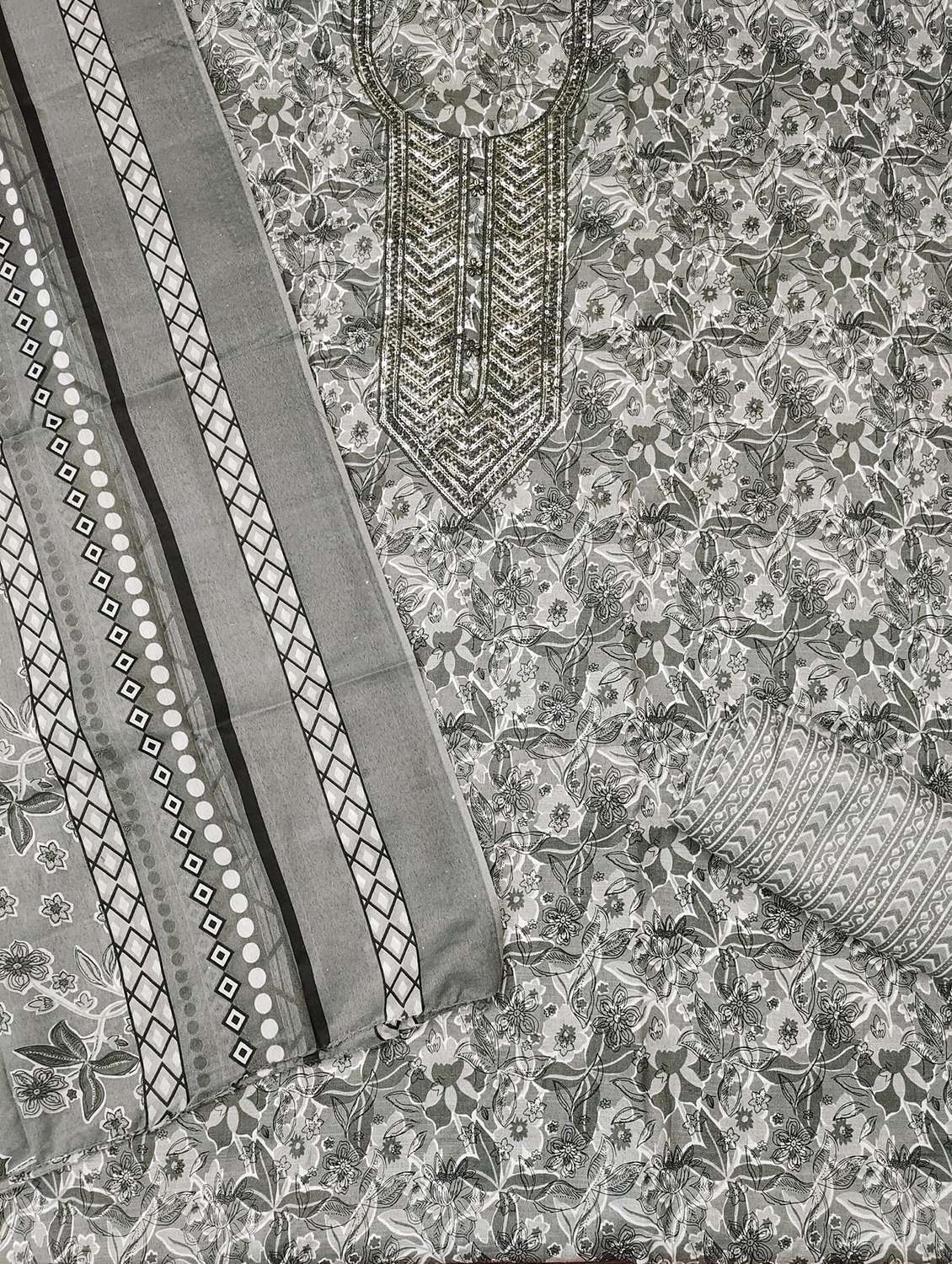 women printed with embroidery work unstitched suit set - 21981306 -  Standard Image - 2