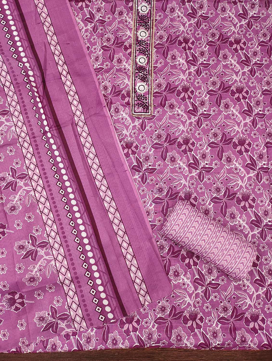 women printed with embroidery work unstitched suit set - 21981312 -  Standard Image - 2