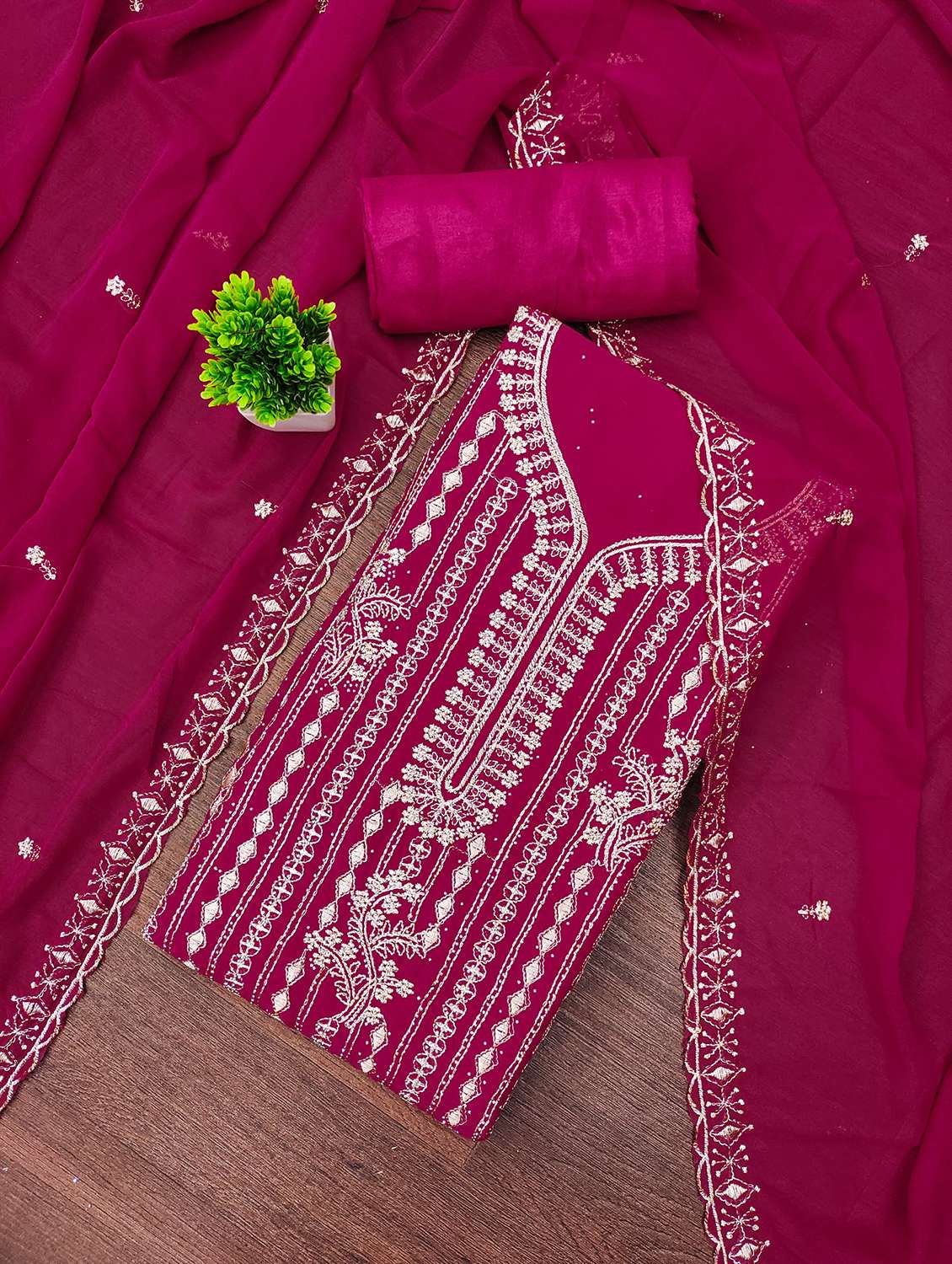 women embroidered unstitched suit set