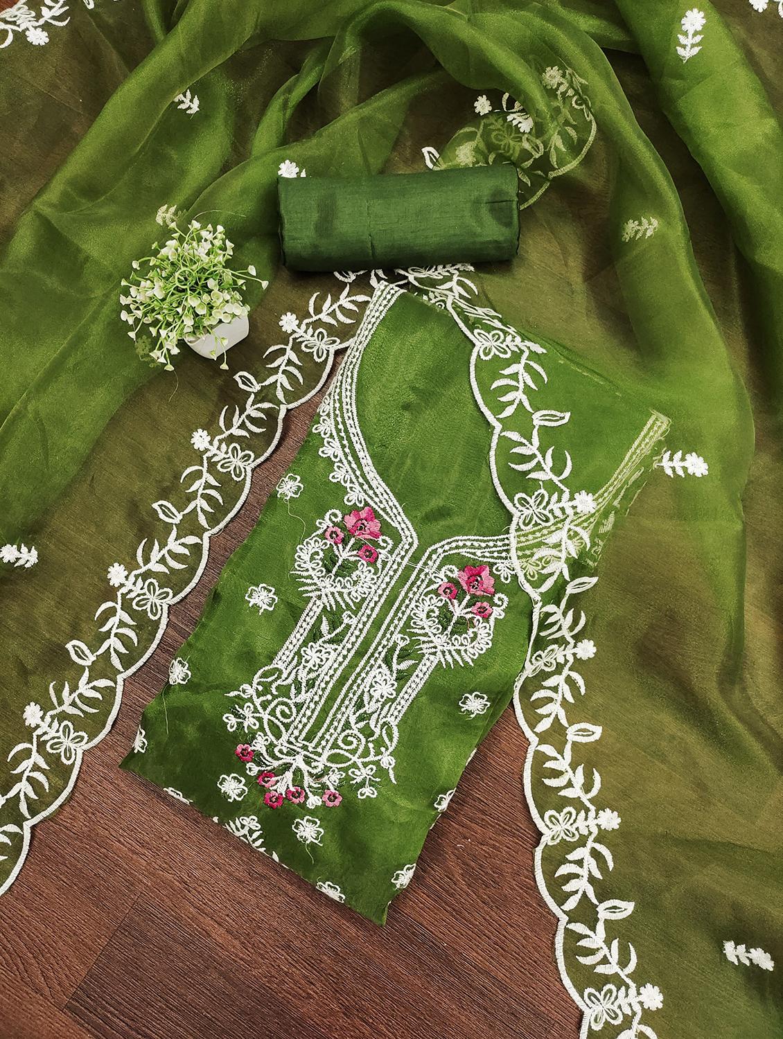 women embroidered unstitched suit set