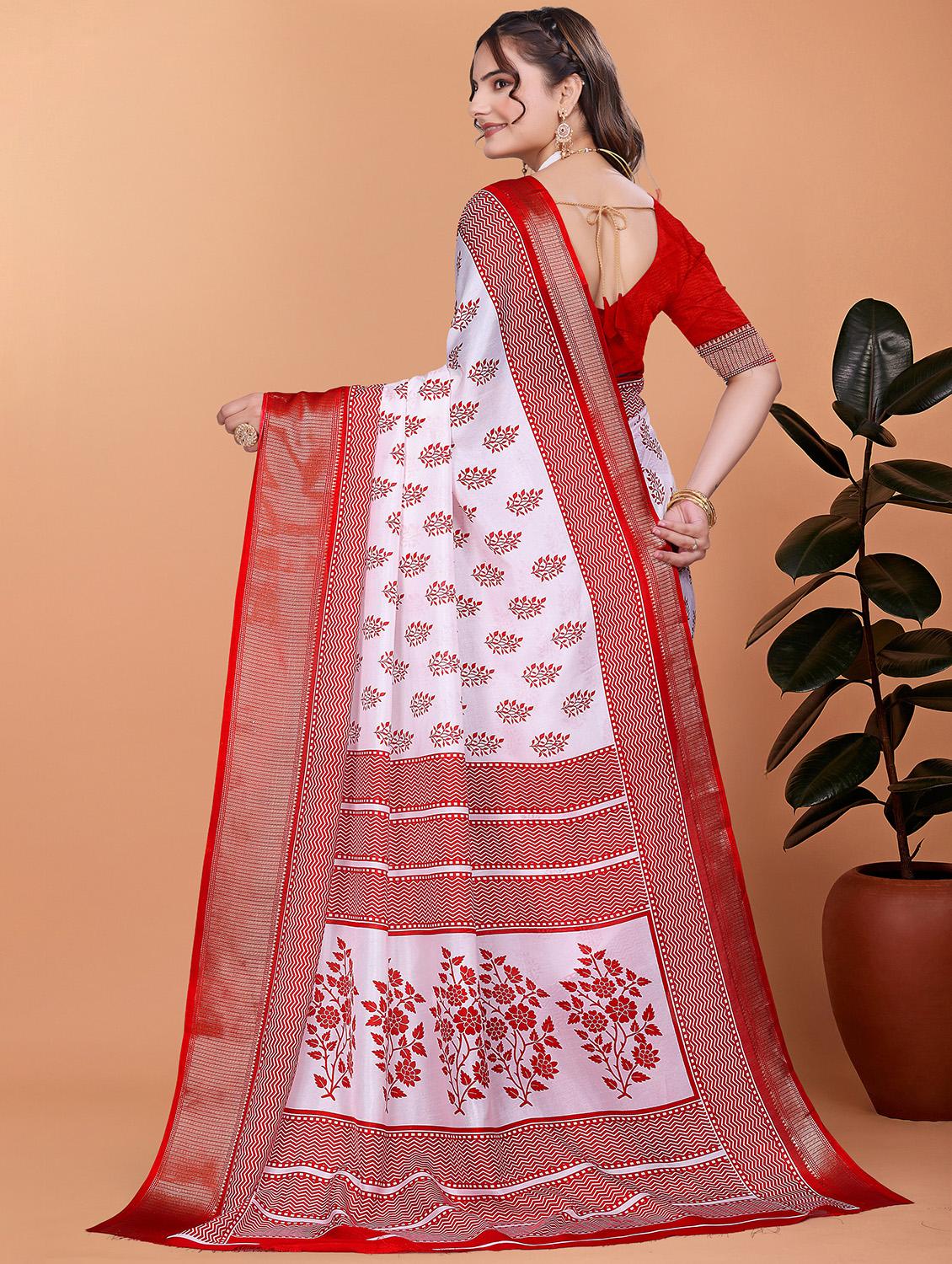 women printed bordered saree with blouse - 21981501 - Standard Image - 2