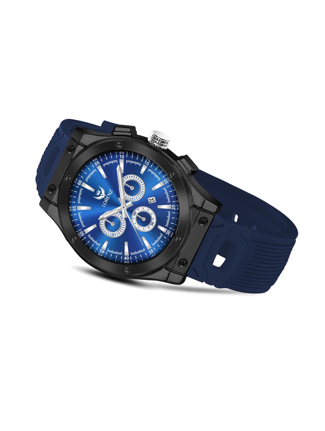 men's black dial sporty analog watch with silicone strap - 21981558 - Standard Image - 2