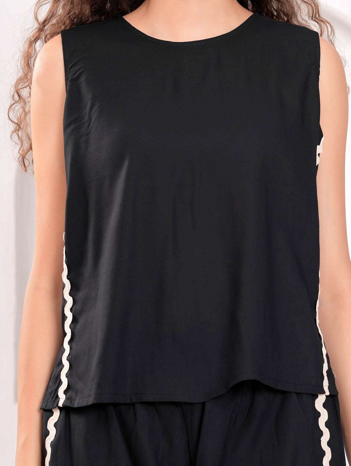 women solid sleeveless top and trouser co-ord set - 21981600 - Standard Image - 2