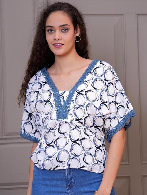 women grey printed batwing sleeve top - 21981606 -  Standard Image - 0