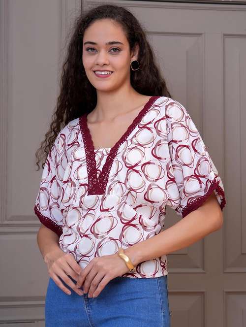 women white printed batwing sleeve top - 21981607 -  Standard Image - 0