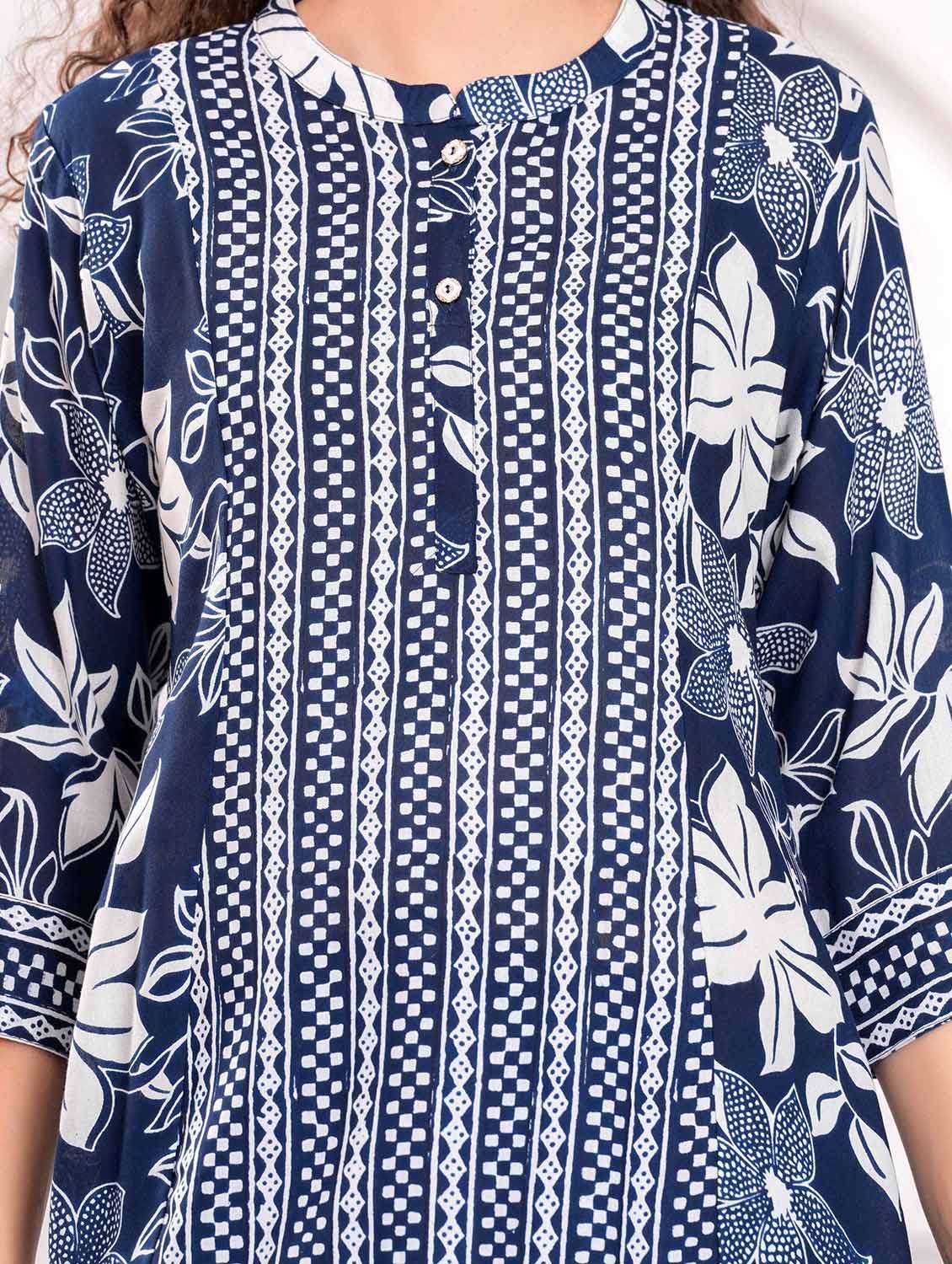 women printed round neck a-line kurti - 21981612 -  Standard Image - 2