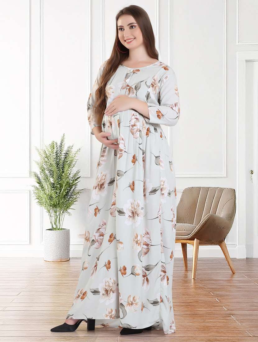 women printed long sleeve maternity wear nighty - 21981623 -  Standard Image - 2