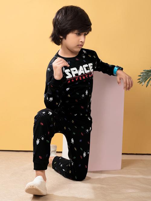 boys black printed long sleeve full length set - 21981640 - Standard Image - 0