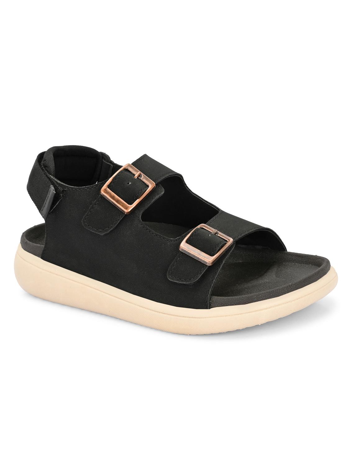 men black solid back strap sandal - 21981671 - Standard Image - 2