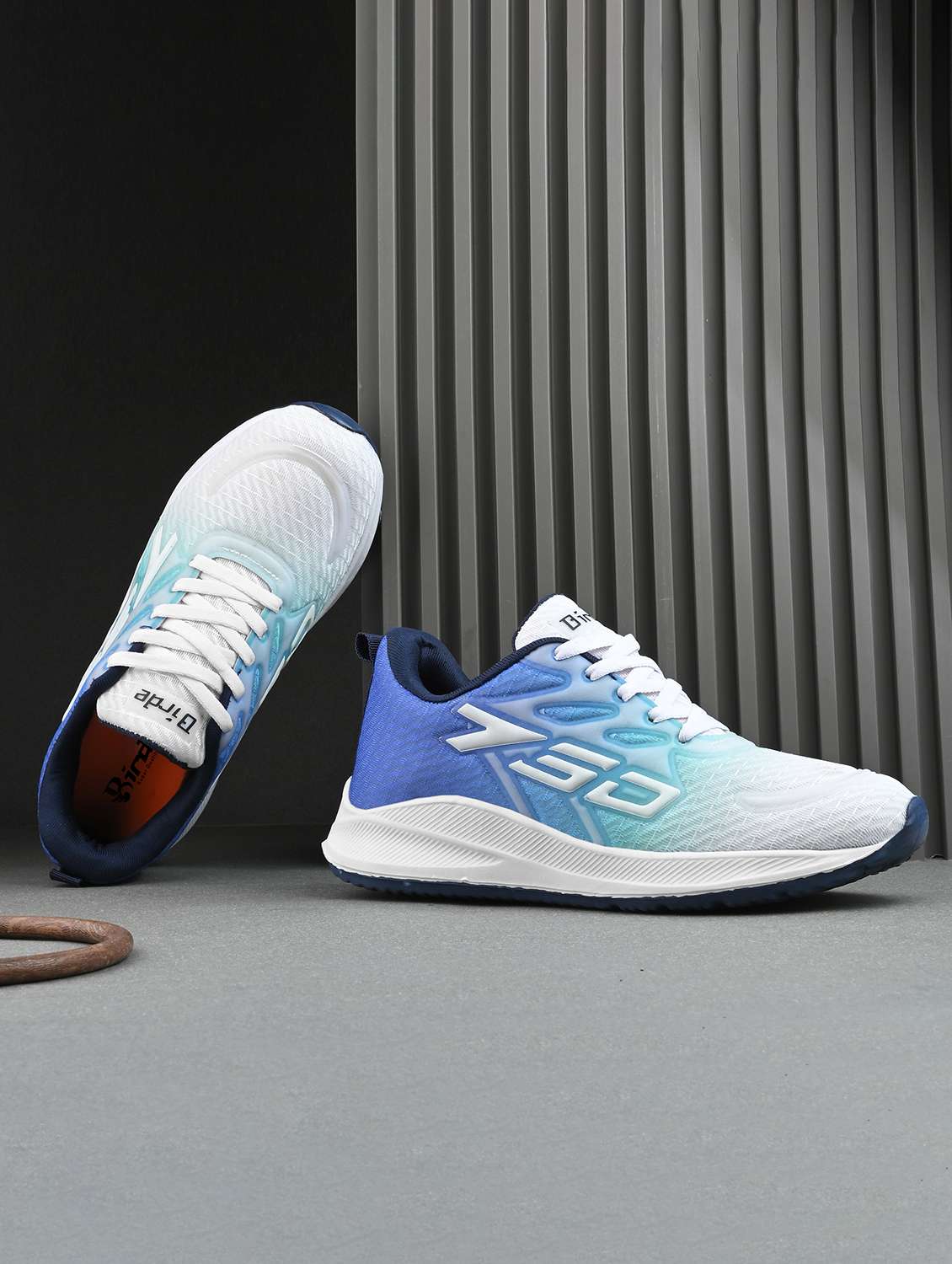 men blue lace-up sport shoe