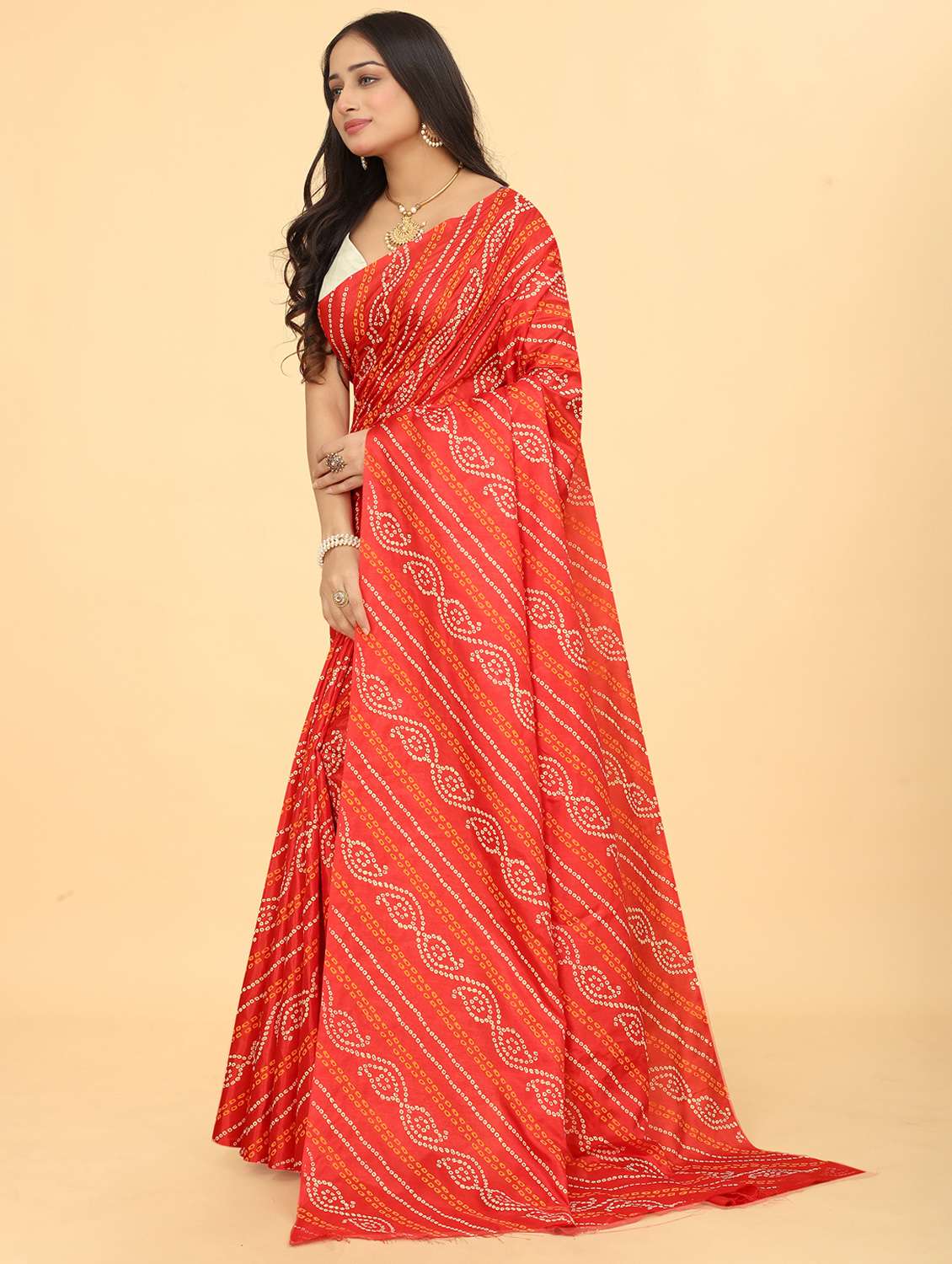women bandhani printed saree with blouse - 21981724 -  Standard Image - 2