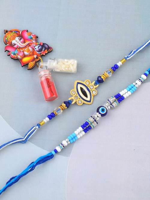 pack of 2 evil eye rakhi set with roli and chawal - 21981763 - Standard Image - 0