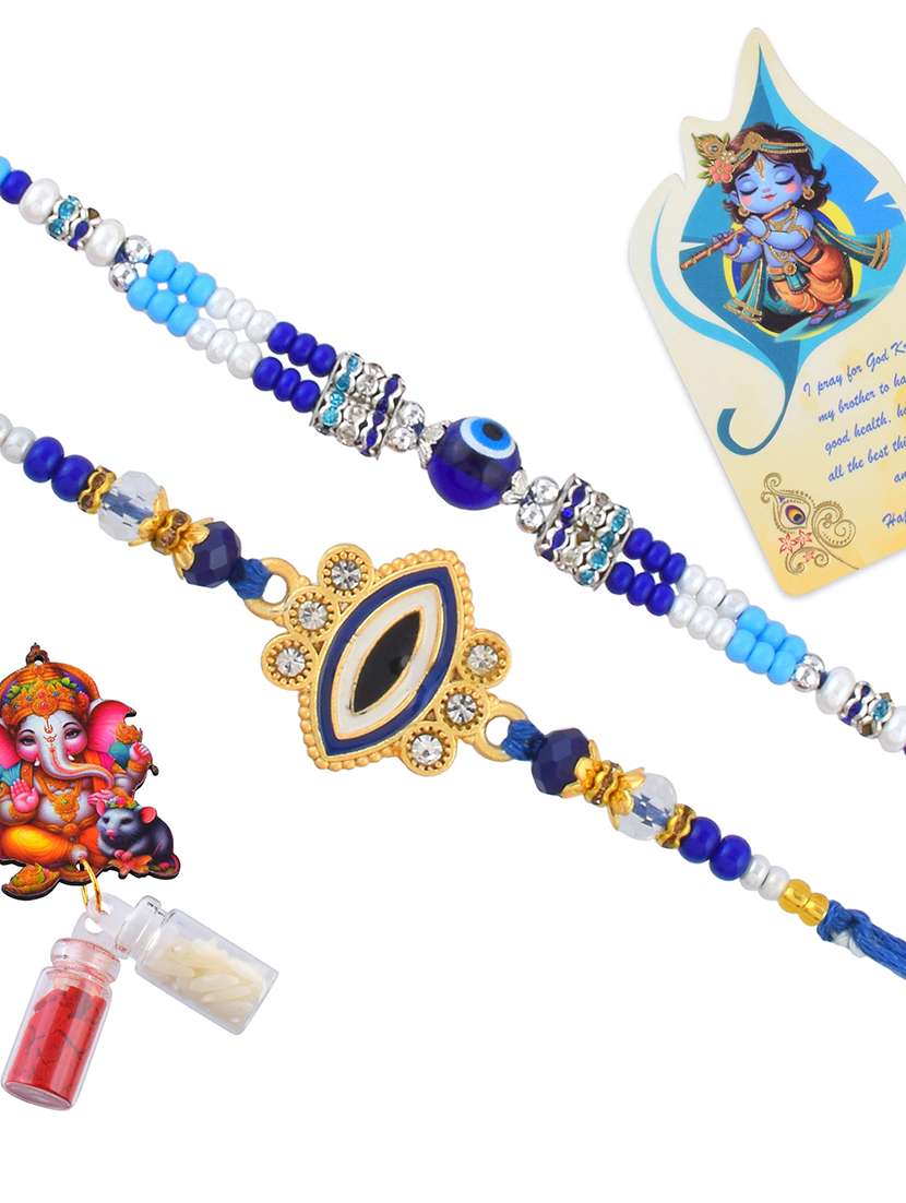 pack of 2 evil eye rakhi set with roli and chawal - 21981763 - Standard Image - 2
