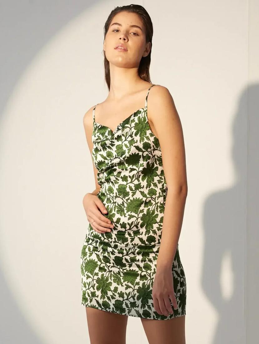 women floral print shoulder strap cowl neck sheath dress - 21981775 - Standard Image - 2